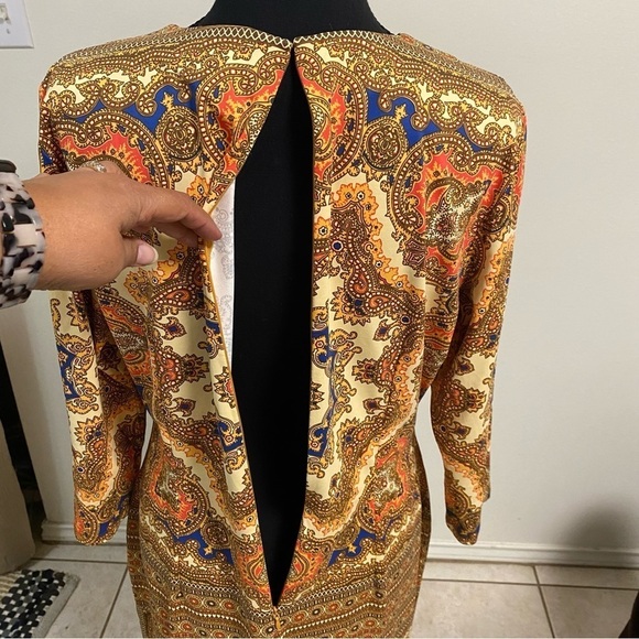 J. McLaughlin Dress Women’s Size Large Mandala design Sophia Dress 3/4 Sleeve - Picture 4 of 14